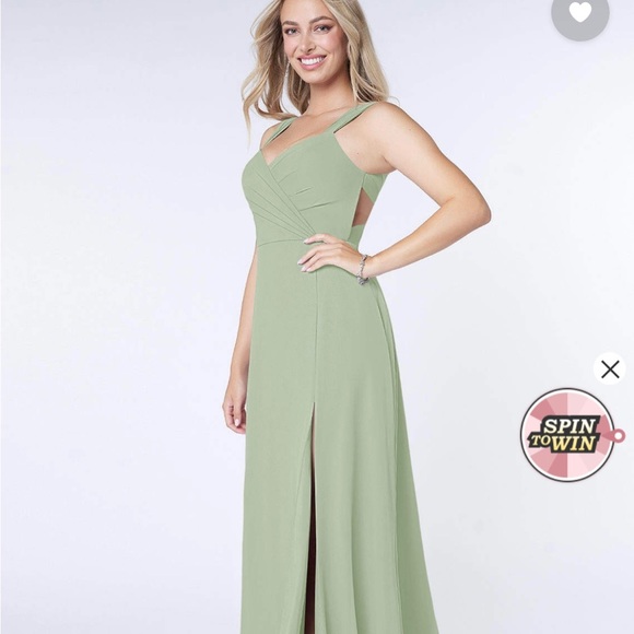 Azazie Nahrin Bridesmaid Dress in Agave - Size A4 - Picture 3 of 11